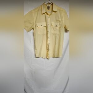 Yellow Short Sleeve Men's Shirt With Snap Buttons